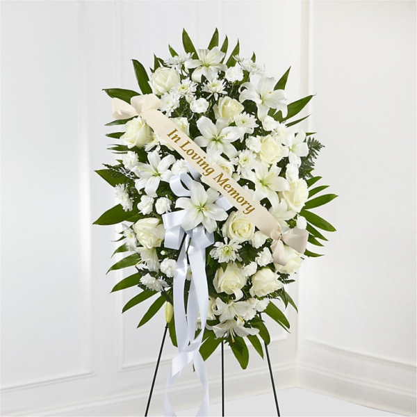 Exquisite Tribute Standing Spray with Memorial Ribbon-S140